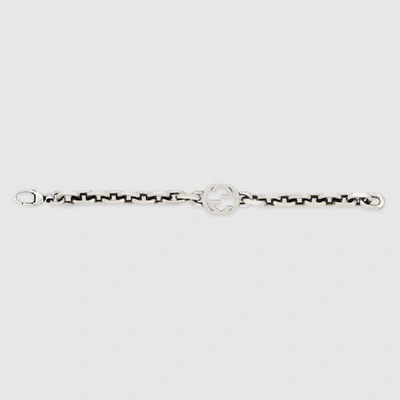 Shop Gucci Interlocking Bracelet In Silver