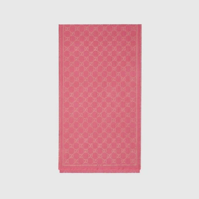 Shop Gucci Gg Lamé Modal Wool Scarf In Pink