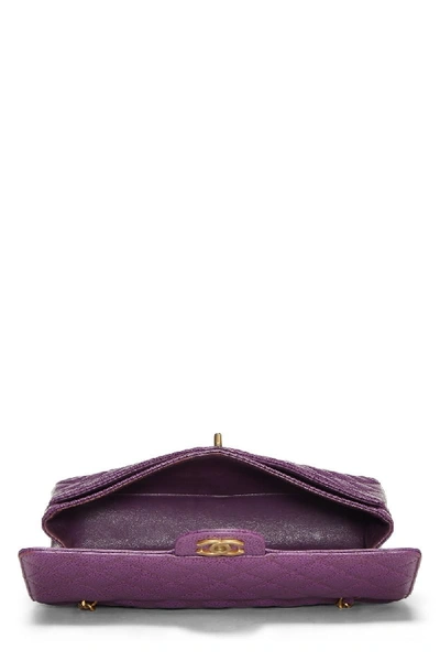 CHANEL Caviar Quilted Medium Double Flap Purple 741150