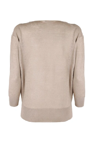 Shop Agnona Women's Beige Linen Sweater
