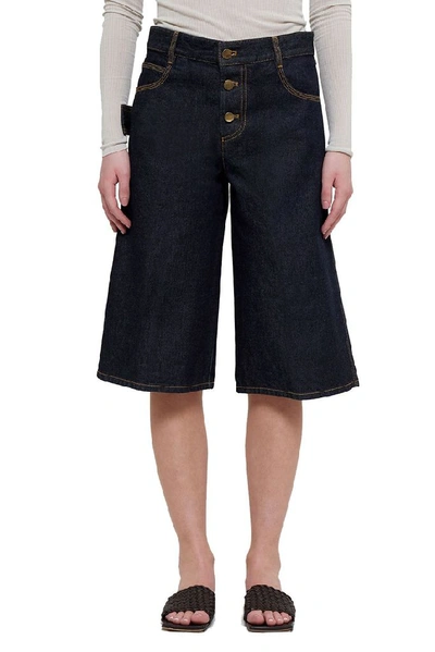 Shop Bottega Veneta Women's Blue Cotton Shorts