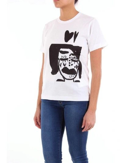 Shop Comme Des Garçons Women's White/black Cotton T-shirt