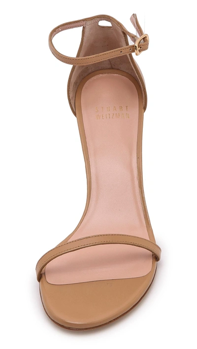Shop Stuart Weitzman Naked 65mm Leather Sandals In Light Camel