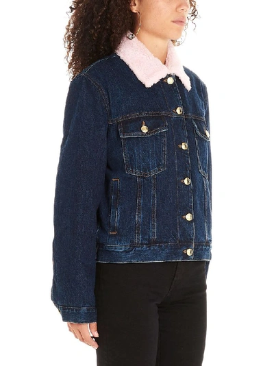 Shop Gcds Women's Blue Cotton Outerwear Jacket