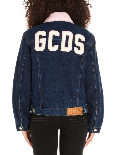 Shop Gcds Women's Blue Cotton Outerwear Jacket