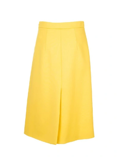 Shop Prada Women's Yellow Wool Skirt