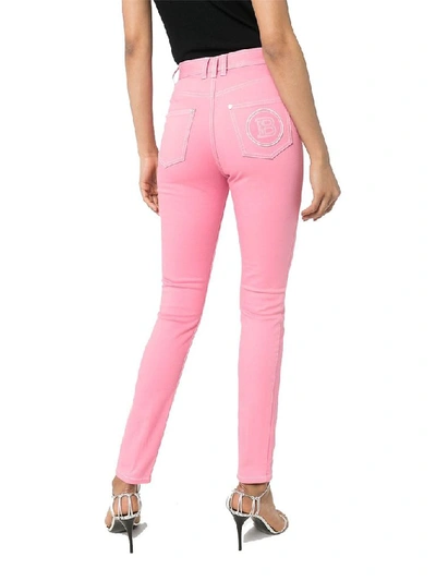 Shop Balmain Women's Pink Cotton Jeans