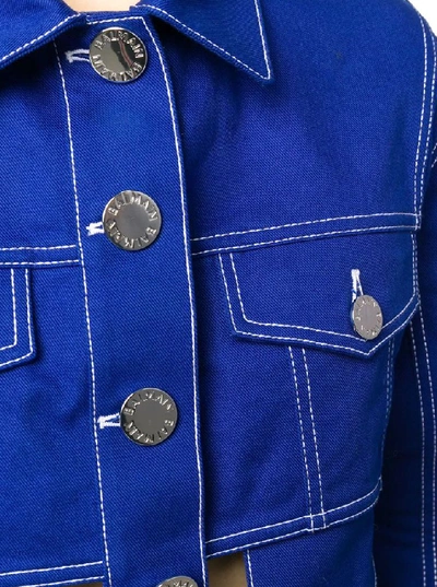 Shop Balmain Women's Blue Cotton Jacket