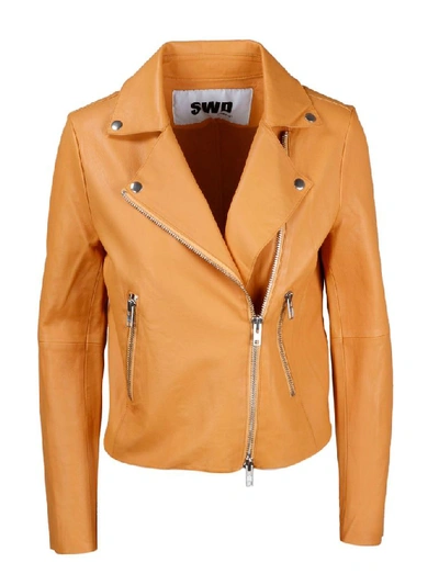 Shop Sword 6.6.44 Sword Women's Orange Leather Outerwear Jacket