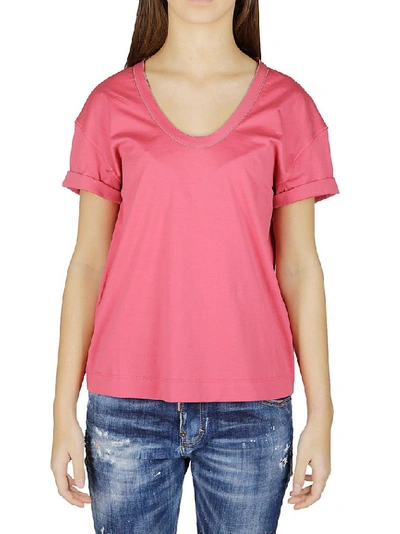 Shop Brunello Cucinelli Fuchsia Cotton T-shirt