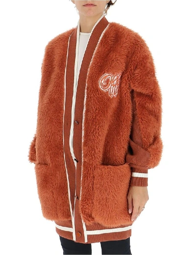 Shop Off-white Women's Brown Polyester Cardigan