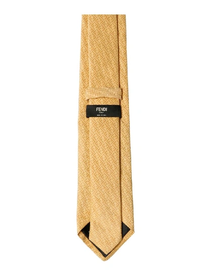 Shop Fendi Yellow Silk Tie