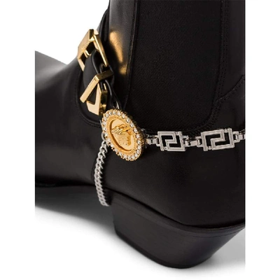 Shop Versace Women's Black Leather Ankle Boots