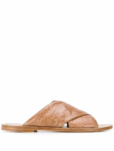 Shop Brunello Cucinelli Beige Leather Sandals