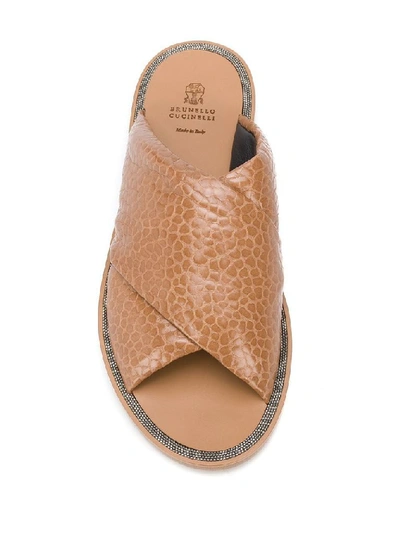 Shop Brunello Cucinelli Beige Leather Sandals