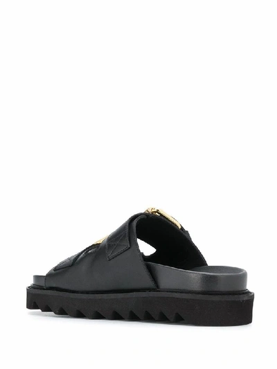 Shop Moschino Black Leather Sandals