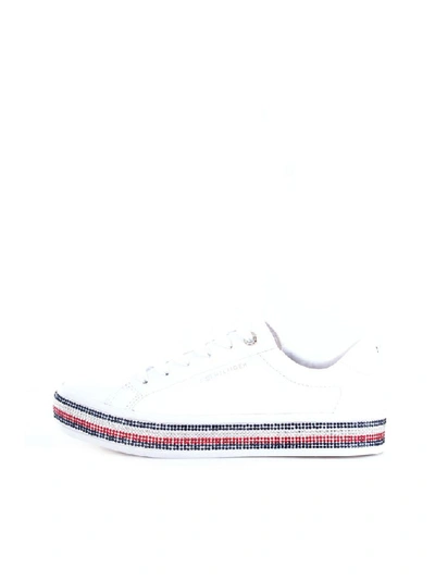 Shop Tommy Hilfiger Women's White Leather Sneakers