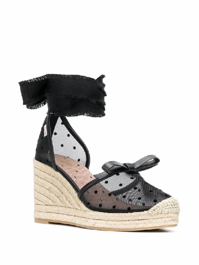 Shop Red Valentino Black Cotton Wedges