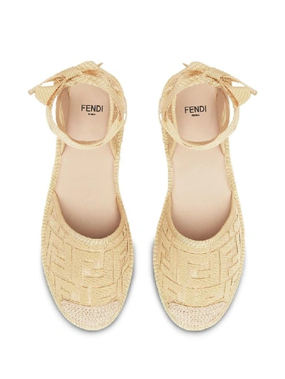 Shop Fendi Beige Espadrilles