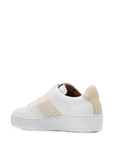 Shop Agnona Women's White Leather Sneakers