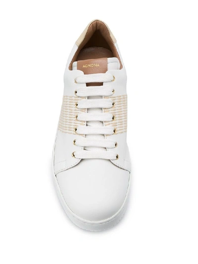 Shop Agnona Women's White Leather Sneakers