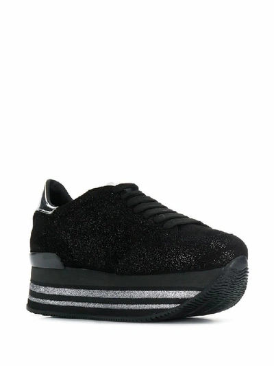 Shop Hogan Women's Black Glitter Sneakers