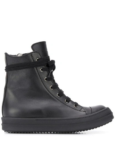 Shop Rick Owens Women's Black Leather Ankle Boots