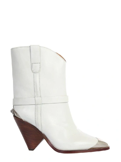 Shop Isabel Marant Étoile White Ankle Boots