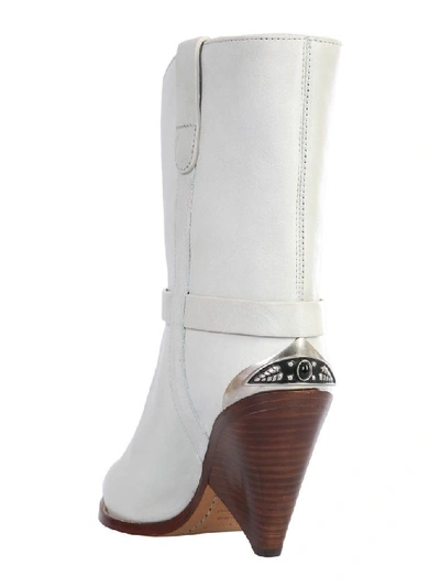 Shop Isabel Marant Étoile White Ankle Boots