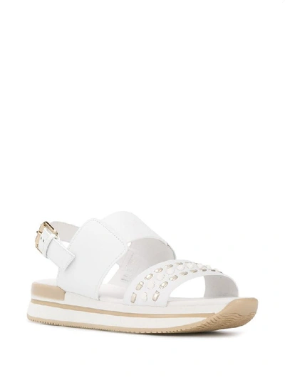 Shop Hogan Women's White Leather Sandals