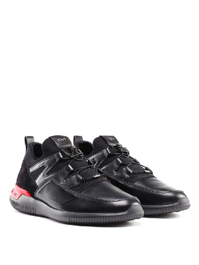 Shop Tod's Men's Black Leather Sneakers