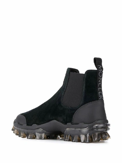 Shop Moncler Black Leather Ankle Boots