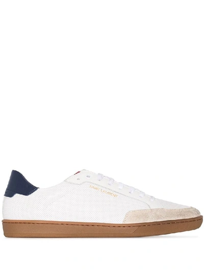 Shop Saint Laurent Men's White Leather Sneakers