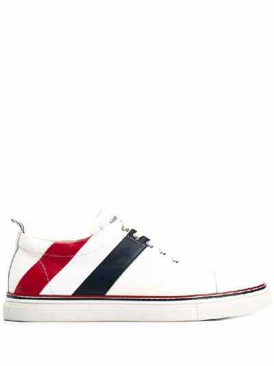 Shop Thom Browne Men's White Leather Sneakers