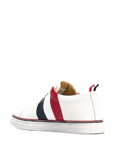 Shop Thom Browne Men's White Leather Sneakers