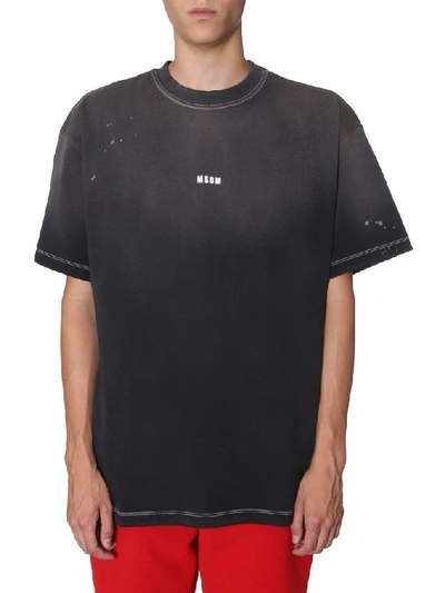 Shop Msgm Men's Black Cotton T-shirt