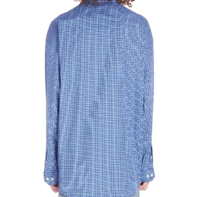 Shop Balenciaga Men's Blue Cotton Shirt