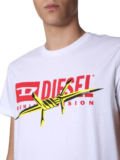 Shop Diesel Men's White Cotton T-shirt