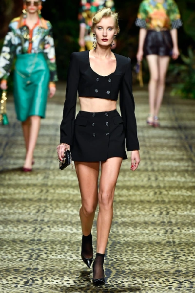 Shop Dolce & Gabbana Stretch-wool Miniskirt In Black