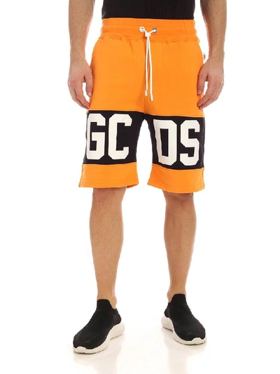 Shop Gcds Men's Orange Cotton Shorts