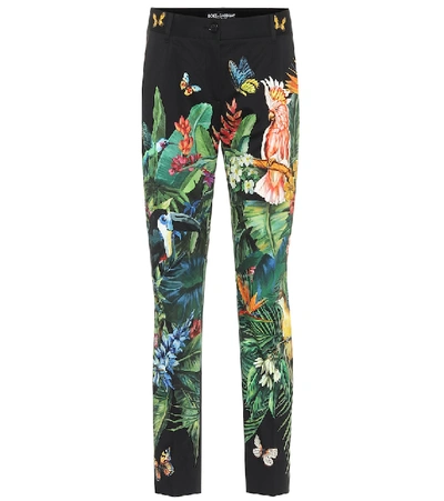 Shop Dolce & Gabbana Printed Stretch-cotton Pants In Multicoloured
