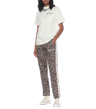 Shop Palm Angels Leopard-print Trackpants In Beige