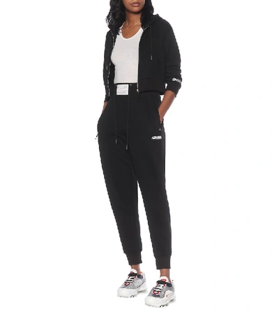 Shop Adam Selman Sport High-rise Cotton-blend Sweatpants In Black
