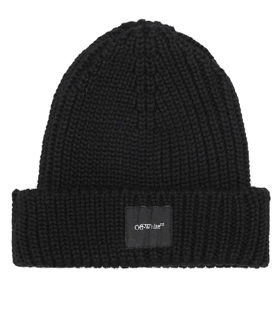 Shop Off-white Logo Wool Beanie In Black