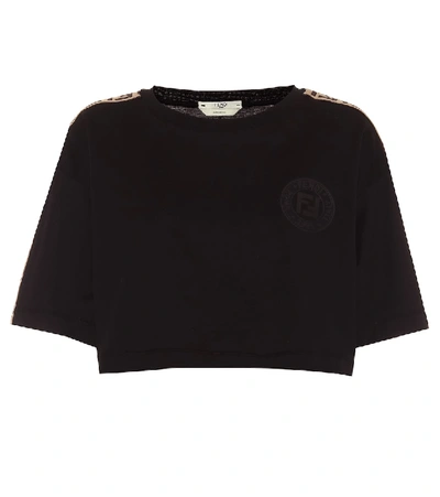 Shop Fendi Cotton-jersey Crop Top In Black