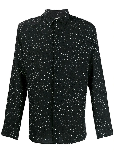 Shop Saint Laurent Men's Black Silk Shirt