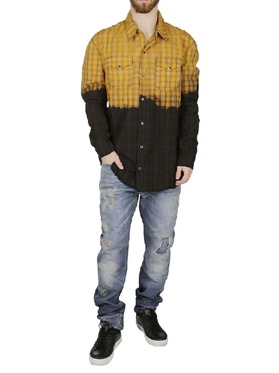 Shop B-used Men's Yellow Cotton Shirt