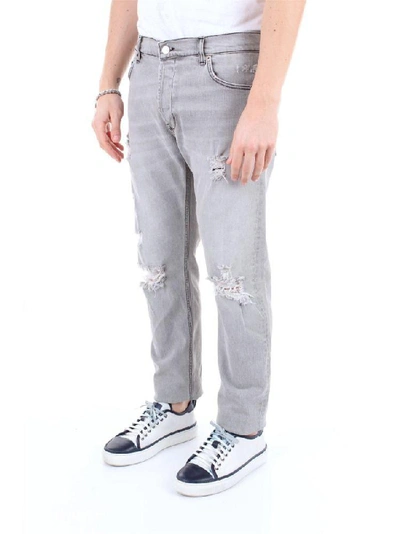 Shop Aglini Men's Grey Cotton Jeans