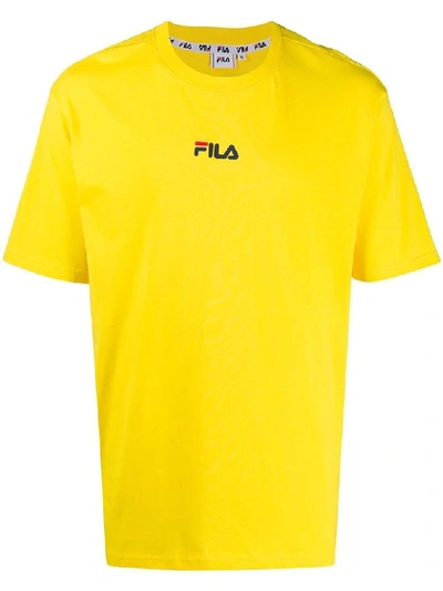 Shop Fila Men's Yellow Cotton T-shirt