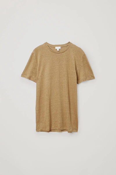 Shop Cos Short-sleeved Linen T-shirt In Green